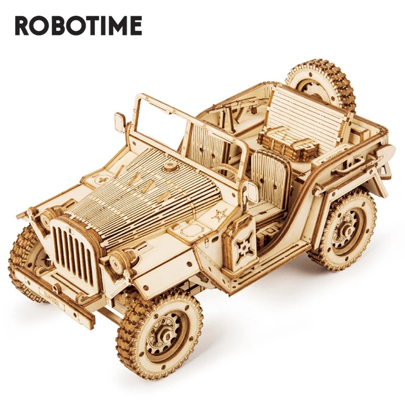 3D Wooden Puzzle Army Jeep – 1:18 Model Kit