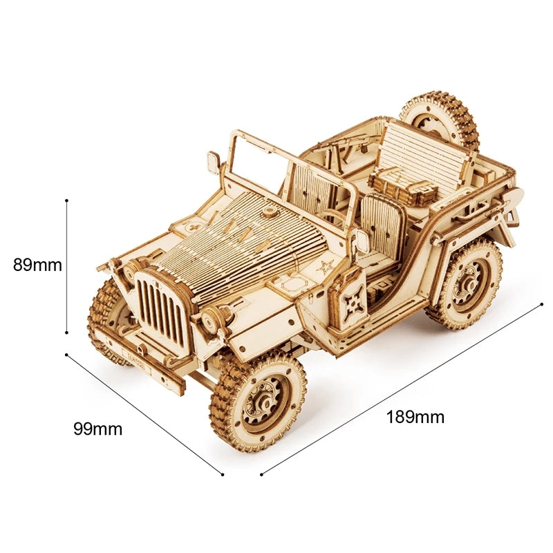 3D Wooden Puzzle Army Jeep – 1:18 Model Kit