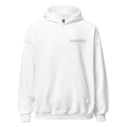 Weißer Unisex Kapuzenpullover UN4oRGETTABLE aus Premium-Stoff mit Kängurutasche für AI-Rebels.
